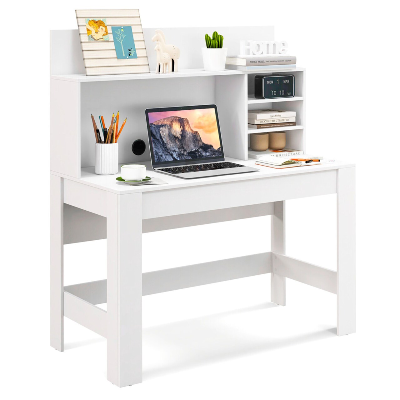 Home Office Computer Desk Study Table Writing Workstation Hutch Cable Hole